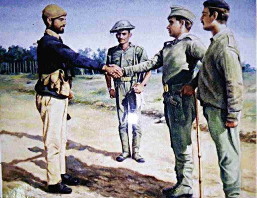 Maj Niazi 31 PUNJAB surrendering to Lt Col V R Swaminathan of 22 Maratha LI